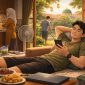 Ilustrasi Mahasiswa Menikmati Waktu Istirahat di Rumah, (Foto: Ai.)