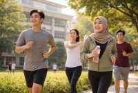 Ilustrasi Mahasiswa sedang Olahraga, (Foto: AI.)