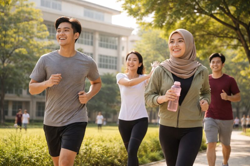 Ilustrasi Mahasiswa sedang Olahraga, (Foto: AI.)