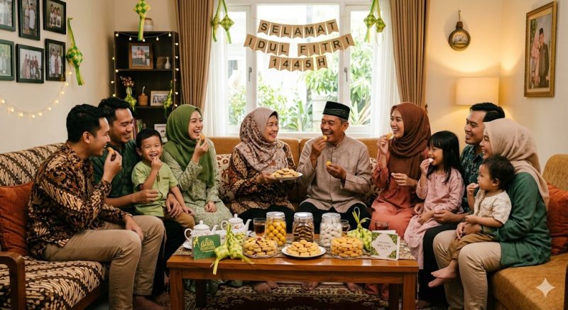 Ilustrasi Suasana Lebaran Bersama Keluarga, (Foto: Ai.)