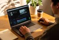 Ilustrasi Seseorang yang Sedang Mengedit Video, (Foto: Ai.)