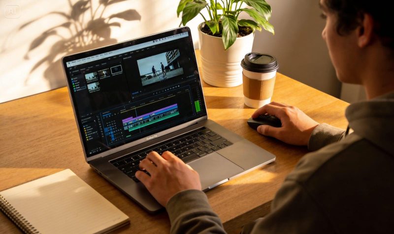 Ilustrasi Seseorang yang Sedang Mengedit Video, (Foto: Ai.)