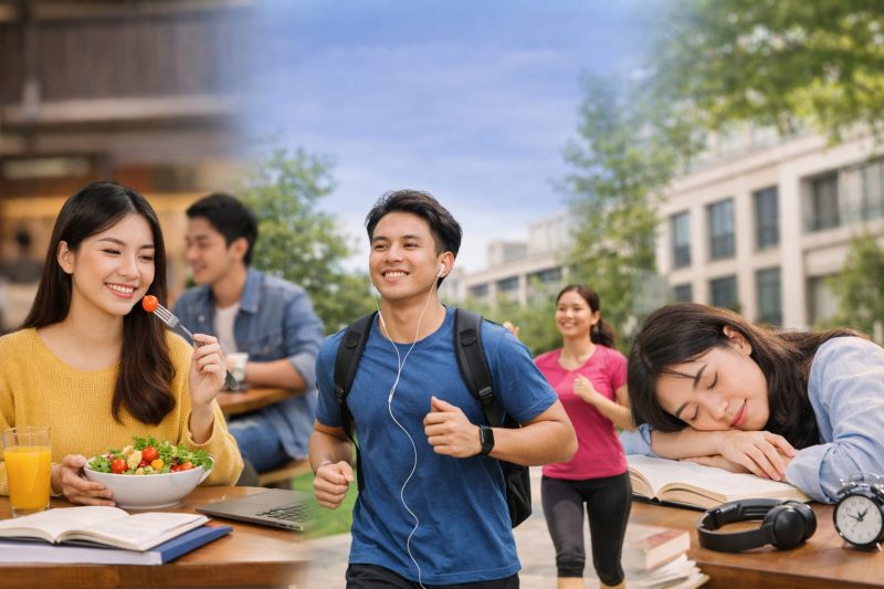 Ilustrasi Mahasiswa Menjalani Pola Hidup Sehat, (Foto: AI.)