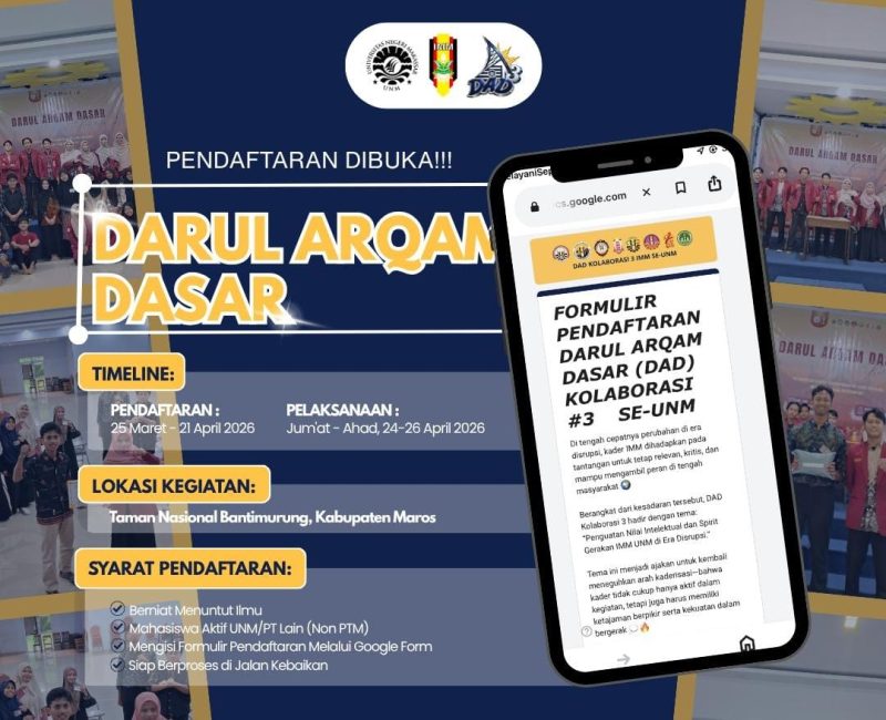 Flyer Pendaftaran DAD Kolaborasi 3 IMM, (Foto: Int.)