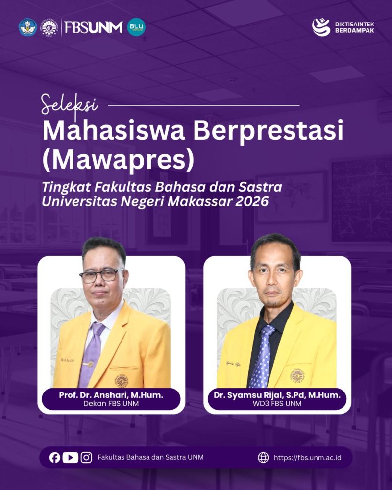 Poster Seleksi Mahasiswa Berprestasi Tingkat FBS Tahun 2026, (Foto: Int.)