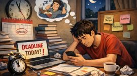 Ilustrasi Mahasiswa yang Menunda Tugas, (Foto: Int)