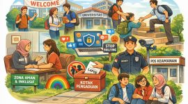 Ilustrasi Mahasiswa Baru dilindungi Kampus dan Aman dari Perundungan Sosial, (Foto: Ai.)