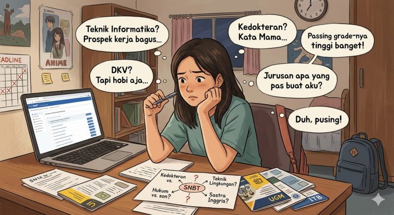 Ilustrasi Seseorang Bingung Pilih Jurusan,(Foto: Ai.)