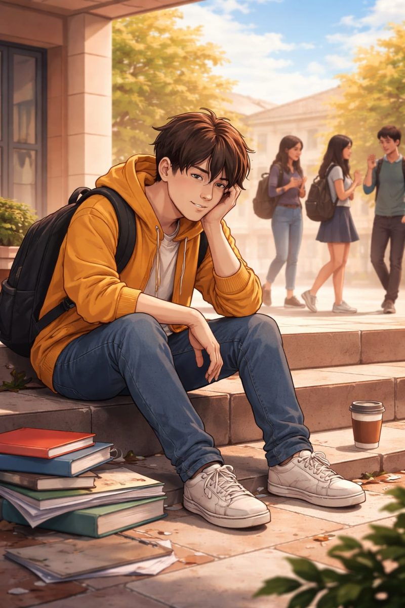 Ilustrasi Mahasiswa Terlihat Kuat Di Kampus, (Foto: Ai.)