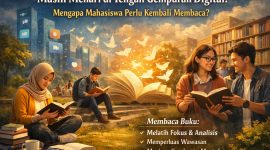Ilustrasi Mahasiswa Sedang Membaca Buku, (Foto: Ai.)