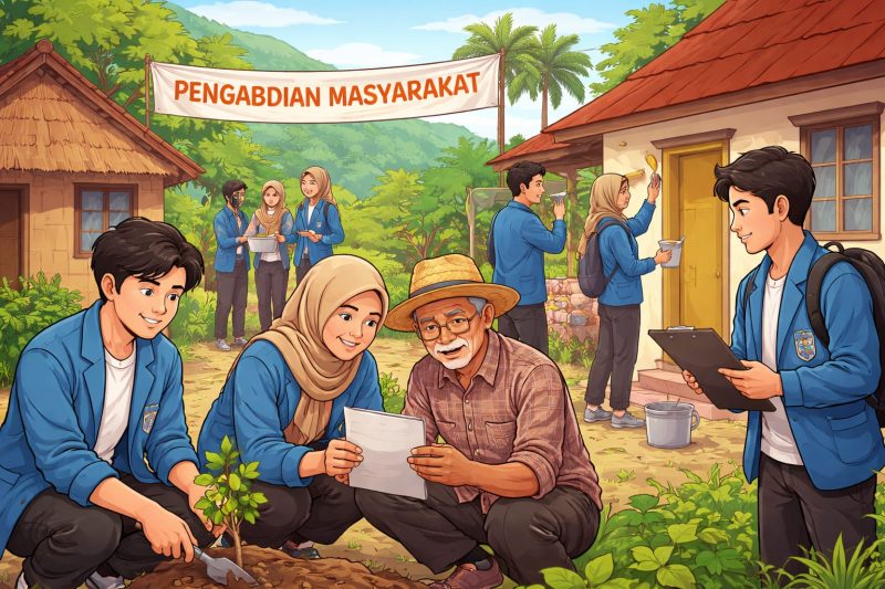Ilustrasi Mahasiswa pada Kegiatan Pengabdian kepada Masyarakat, (Foto: Ai.)