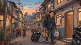 Ilustrasi Seorang Mahasiswa Kembali ke Perantauan, (Foto: Ai.)