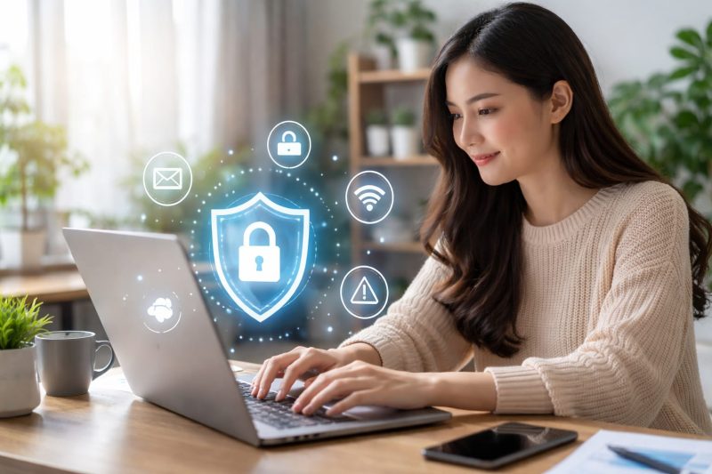 Ilustrasi Seorang Pengguna yang Berselancar di Internet dengan Perangkat Laptop, (Foto: Ai.)