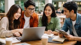 Potret Mahasiswa Berdiskusi Bersama Mengembangkan Skill Penting untuk Masa Depan Cerah dan Kompetitif, (Foto: AI.)