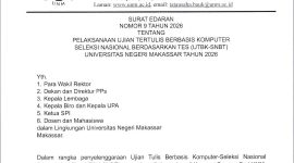 Surat Edaran tentang Pelaksanaan UTBK-SNBT UNM 2026, (Foto: Int)