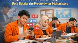 Ilustrasi Mahasiswa dengan Pengaruh Media Sosial terhadap Pola Belajar dan Produktivitasnya, (Foto: AI)