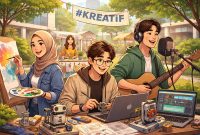 Ilustrasi mahasiswa yang mengembangkan kreativitas, (Foto: Ai.)