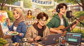 Ilustrasi mahasiswa yang mengembangkan kreativitas, (Foto: Ai.)