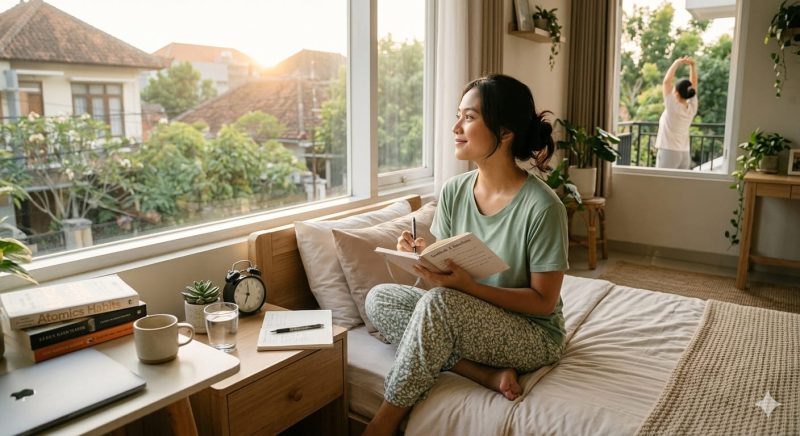 Foto Ilustrasi Seseorang Siap Beraktivitas di Pagi Hari, (Foto : AI)