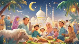 Ilustrasi Suasana saat Iduladha, (Foto: AI.)