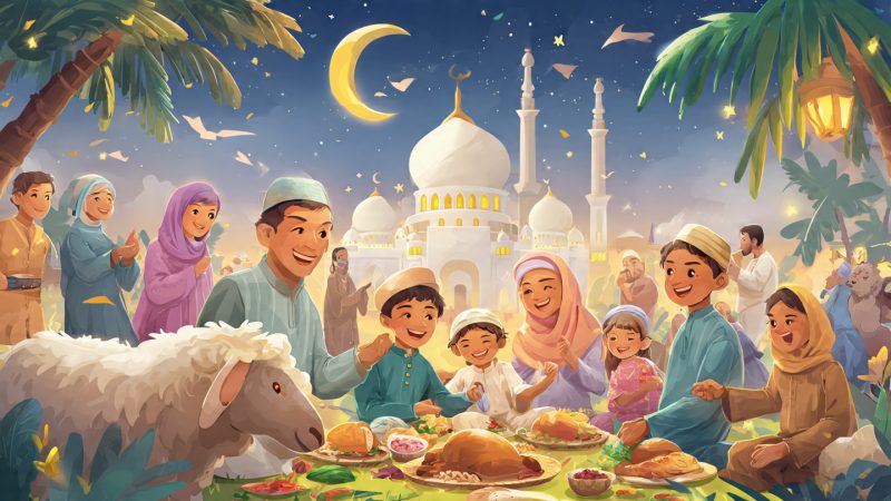 Ilustrasi Suasana saat Iduladha, (Foto: AI.)