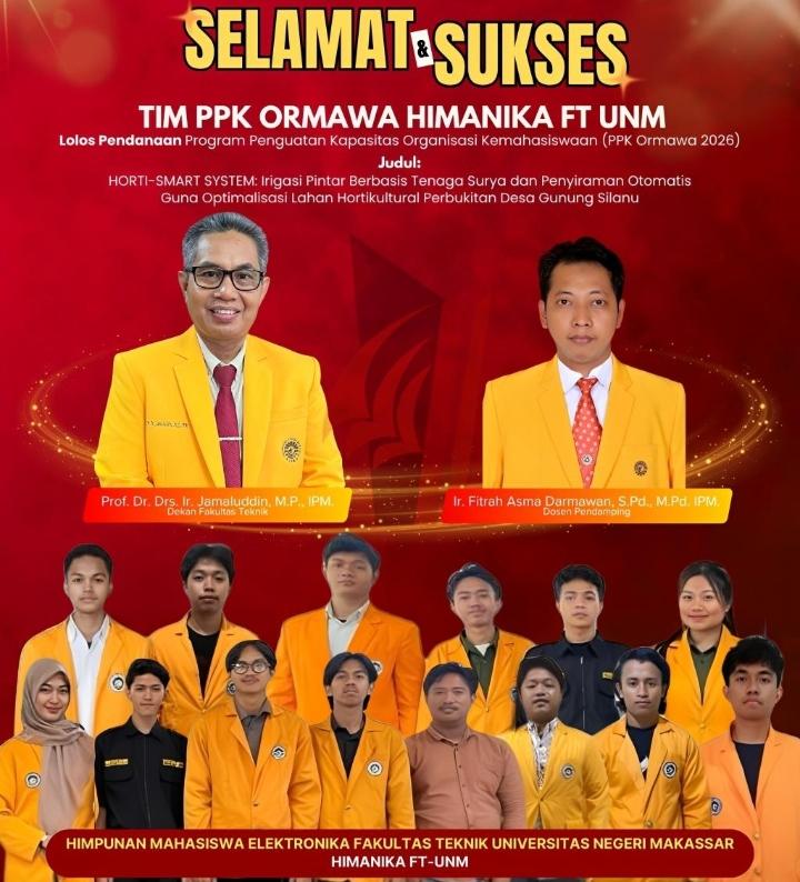 Poster ucapan selamat atas pendanaan HIMANIKA FT UNM, (Foto: Int.)