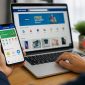 Ilustrasi Seseorang Berbelanja Online dengan Smartphone dan Laptop, (Foto: AI.)