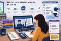Ilustrasi Mahasiswa Memanfaatkan AI dalam Pembelajaran Digital, (Foto: AI)