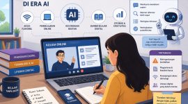 Ilustrasi Mahasiswa Memanfaatkan AI dalam Pembelajaran Digital, (Foto: AI)