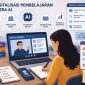 Ilustrasi Mahasiswa Memanfaatkan AI dalam Pembelajaran Digital, (Foto: AI)