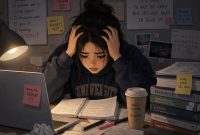 Ilustrasi Mahasiswa Stress (Foto: AI)