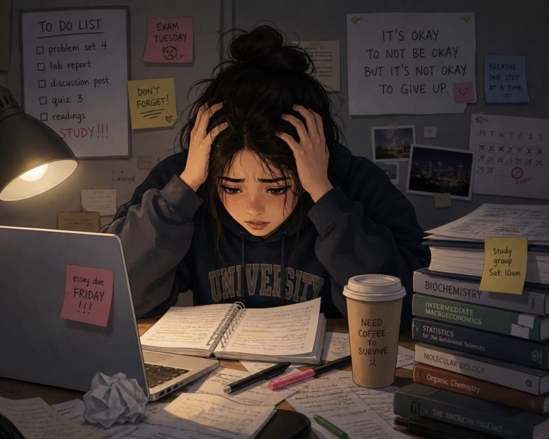 Ilustrasi Mahasiswa Stress (Foto: AI)