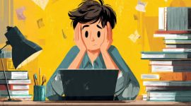 Ilustrasi Mahasiswa yang Sedang Frustasi saat Kerja Laporan, (Foto: Ai.)