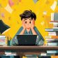 Ilustrasi Mahasiswa yang Sedang Frustasi saat Kerja Laporan, (Foto: Ai.)