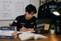 Ilustrasi Mahasiswa Belajar di Ruangan Organisasi Mahasiswa, (Foto:AI)