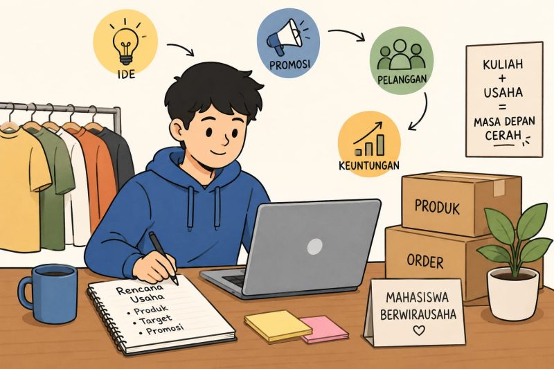 Ilustrasi Mahasiswa Merancang Strategi Wirausaha, (Foto: Int)