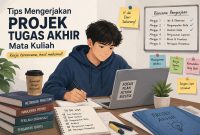 Ilustrasi Mahasiswa Mengerjakan Tugas Projek Akhir, (Foto : AI)