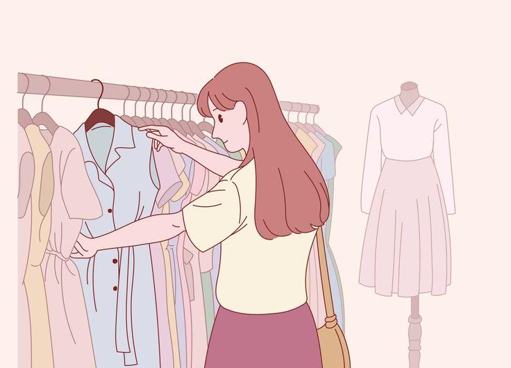Ilustrasi Mahasiswa Memilih Baju Thrift, (Foto: Int.)