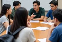 Ilustrasi Mahasiswa Organisasi yang Sedang Rapat, (Foto: Ai.)