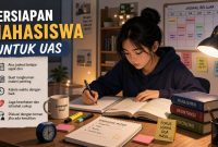 Ilustrasi Mahasiswa yang Sedang Belajar Untuk UAS, (Foto: AI.)
