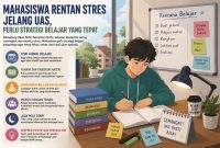 Ilustrasi Mahasiswa yang Tengah Menyusun Strategi Belajar Jelang UAS, (Foto: AI.)
