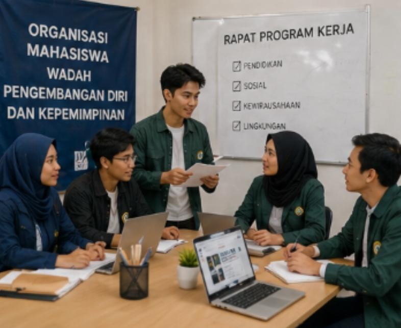 Ilustrasi Mahasiswa dalam Sebuah Organisasi, (Foto: Ai.)