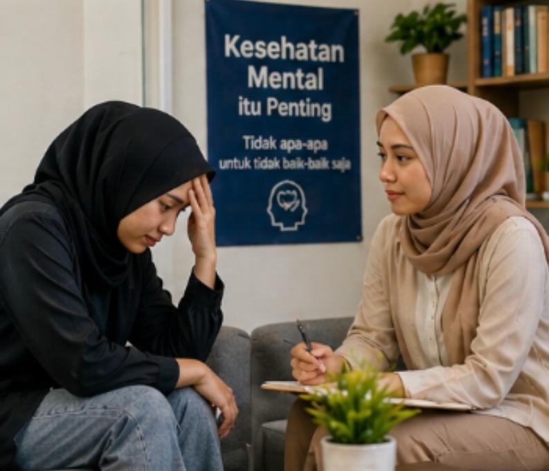 Ilustrasi Kesadaran Mental Mahasiswa, (Foto: Ai.)