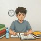 Ilustrasi Mahasiswa Sedang Belajar Persiapan UAS, (Foto: AI).
