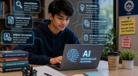 Ilustrasi Mahasiswa menggunakan AI untuk membantu Tugas Kuliah, (Foto: AI)
