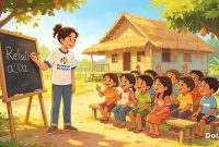 Ilustrasi Mahasiswa yang mengikuti kegiatan Volunteer, (Foto: AI)