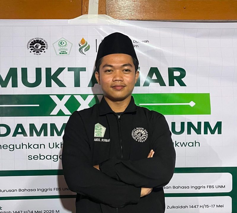 Potret Dihya Abdul Robbani sebagai Formatur Ketua Umum terpilih Pusdamm BEM FBS UNM, (Foto: Muhammad Nasruddin)