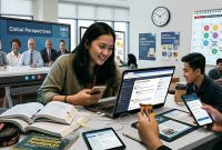 Ilustrasi Seseorang Memanfaatkan Media pada Era Digitalisasi, (Foto: AI)