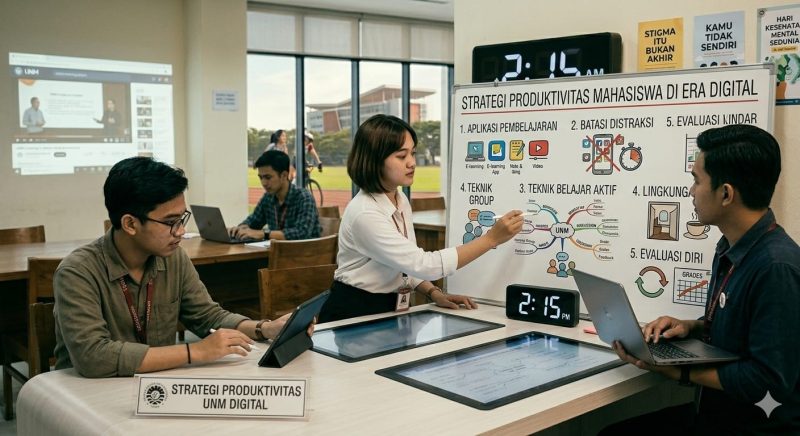 Ilustrasi Mahasiswa Mengatur Strategi Produktivitas, (Foto: AI.)