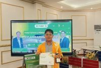 Potret Aril Juara II Cabang Lomba Media Pembelajaran Digital dalam Kegiatan FIP Ambassador 2026 (Foto:Ist.)